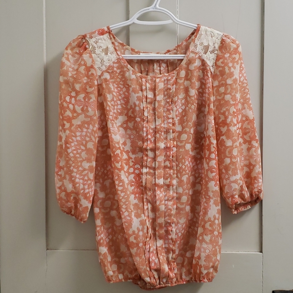 Ricki's XS sheer 3/4 sleeve shirt blouse tunic